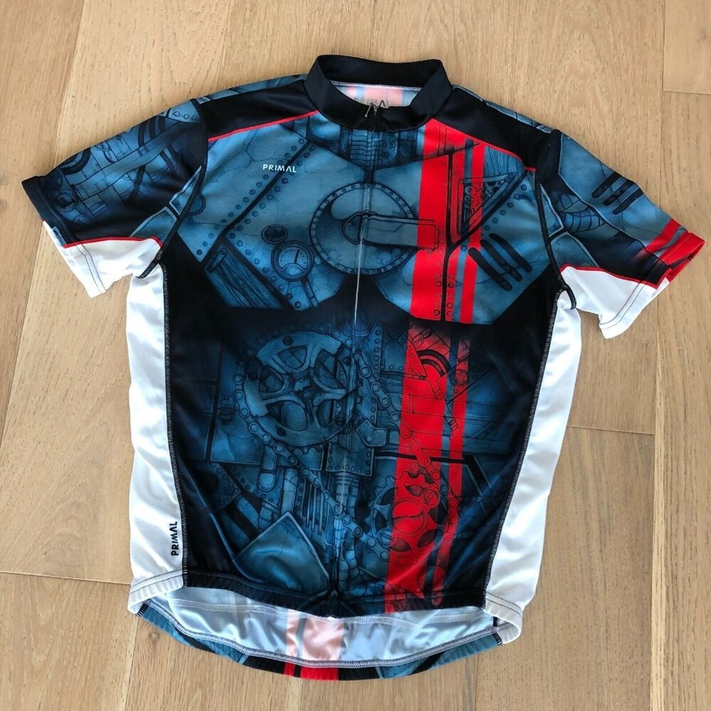 XL Men’s Primal Cycling Jersey Blue Red Mechanical Biometric
